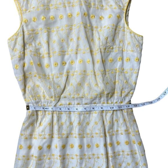Authentic Vintage Elinor Porter 1950’s Yellow & Cream Embroidered Prairie Dress - Picture 12 of 16
